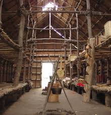 Inside a longhouse (reconstruction at Ganondagan)